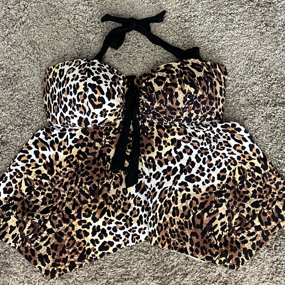 Nwt Swimsuits For All Bandeau Halter Hankie Hem Tankini Top
